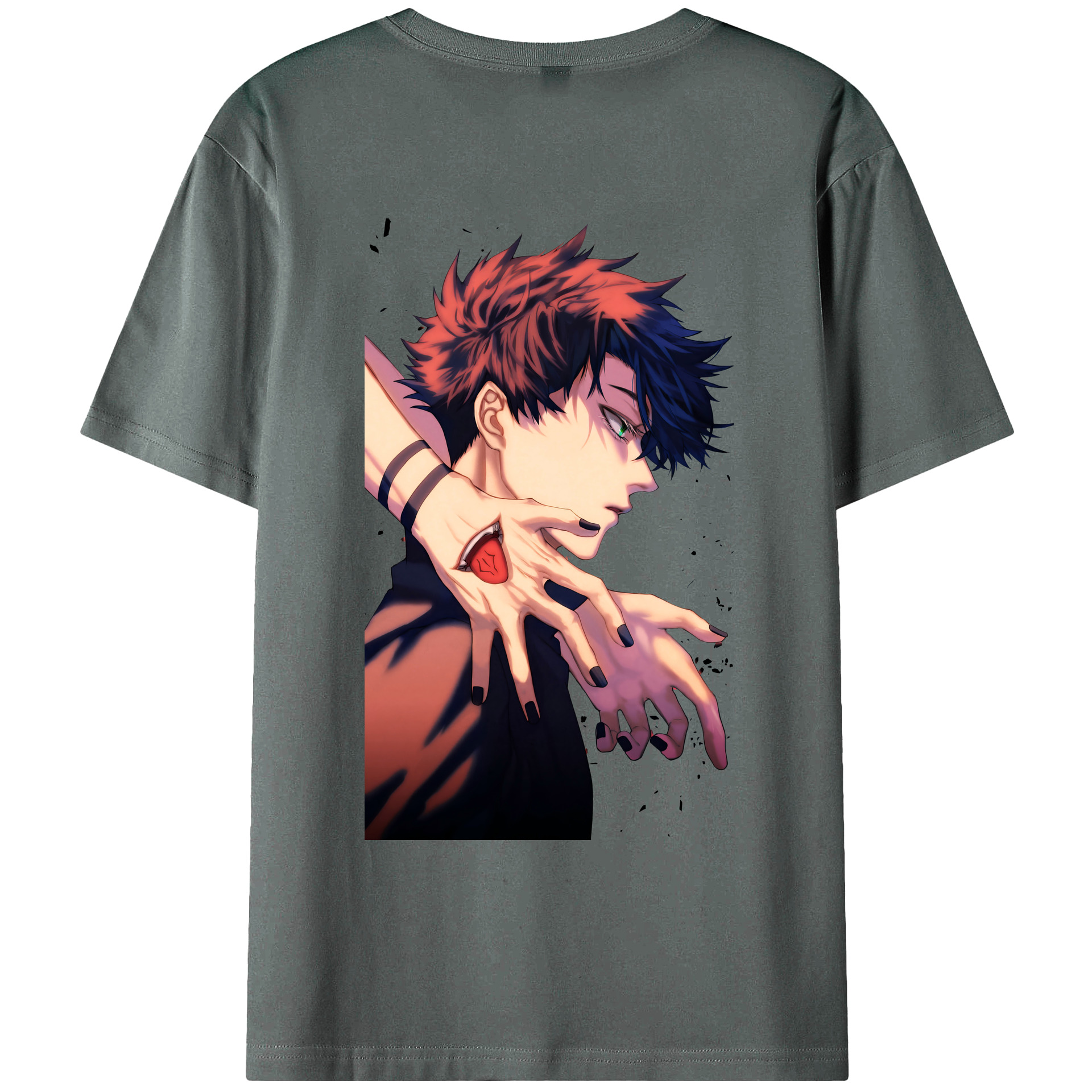 （画像用） 呪術廻戦 Jujutsu Kaisen 綿100％ メンズ半袖Tシャツ（バックプリント） 通気性